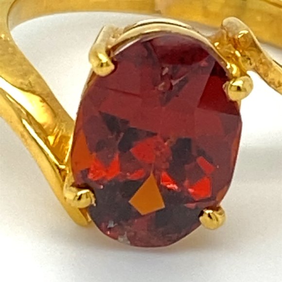 Malaya Garnet 4.27ct Solid 18K Yellow Gold Ring - Picture 6 of 6